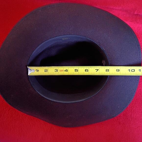 Brown Wool Felt Fedora Aztec Floral Ribbon Boho Western Vintage Rancher 8in main image 5